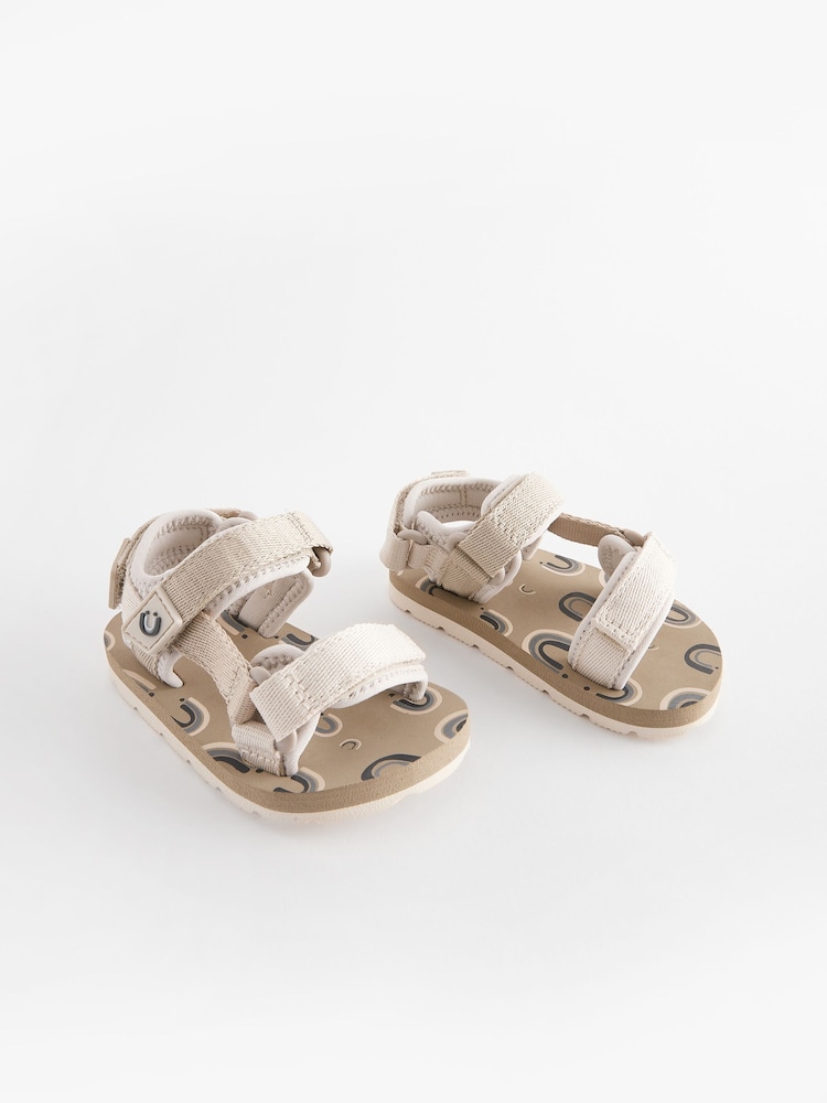 Cream Beige Standard Fit (F) Touch Fastening Adjustable Strap Tape Trekker Walking Sandals - Image 1 of 5
