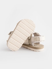 Cream Beige Standard Fit (F) Touch Fastening Adjustable Strap Tape Trekker Walking Sandals - Image 3 of 5