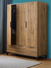 Dark Bronx Oak Effect Triple, 2 Drawers Wardrobe - Image 1 of 11