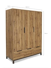 Dark Bronx Oak Effect Triple, 2 Drawers Wardrobe - Image 11 of 11
