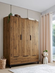 Dark Bronx Oak Effect Triple, 2 Drawers Wardrobe - Image 3 of 11