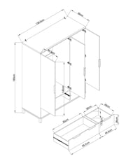 Dark Bronx Oak Effect Triple, 2 Drawers Wardrobe - Image 5 of 11