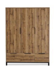 Dark Bronx Oak Effect Triple, 2 Drawers Wardrobe - Image 6 of 11