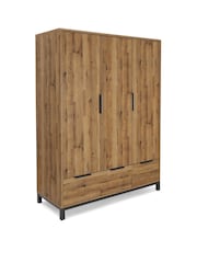 Dark Bronx Oak Effect Triple, 2 Drawers Wardrobe - Image 7 of 11