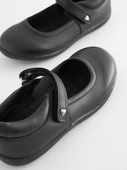 Black Wide Fit (G) Leather Junior Mary Jane Shoes - Image 3 of 5