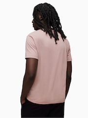 AllSaints Pink 100% Cotton Brace Contrast Crew T-Shirt - Image 2 of 6