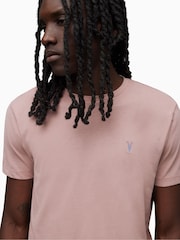 AllSaints Pink 100% Cotton Brace Contrast Crew T-Shirt - Image 5 of 6