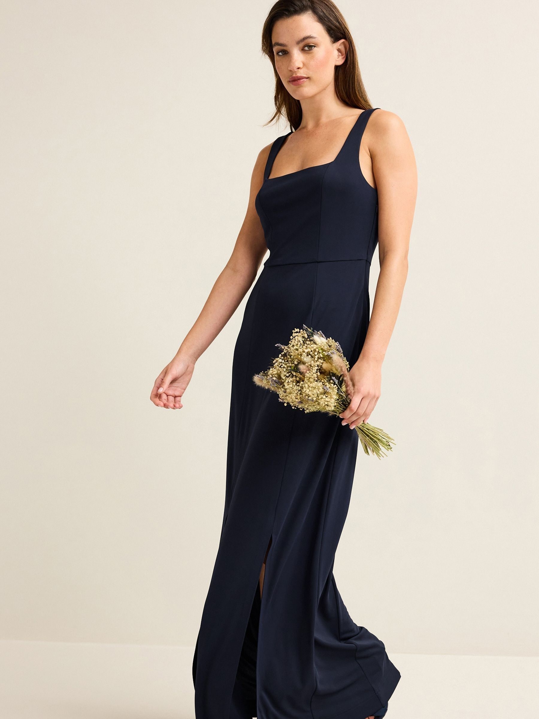 Navy blue bridesmaid dresses with sleeves discount