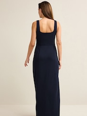 Marineblau/blau - Brautjungfern-Maxikleid mit Carré-Ausschnitt - Bild 4 von 7