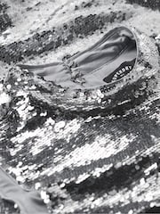 Superdry Silver Sequin Shift Mini Dress - Image 6 of 6