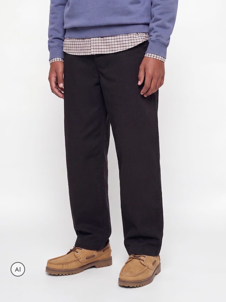 Чорний - JACK & JONES JUNIOR Barrel Fit Chino Joggers - Image 1 of 5