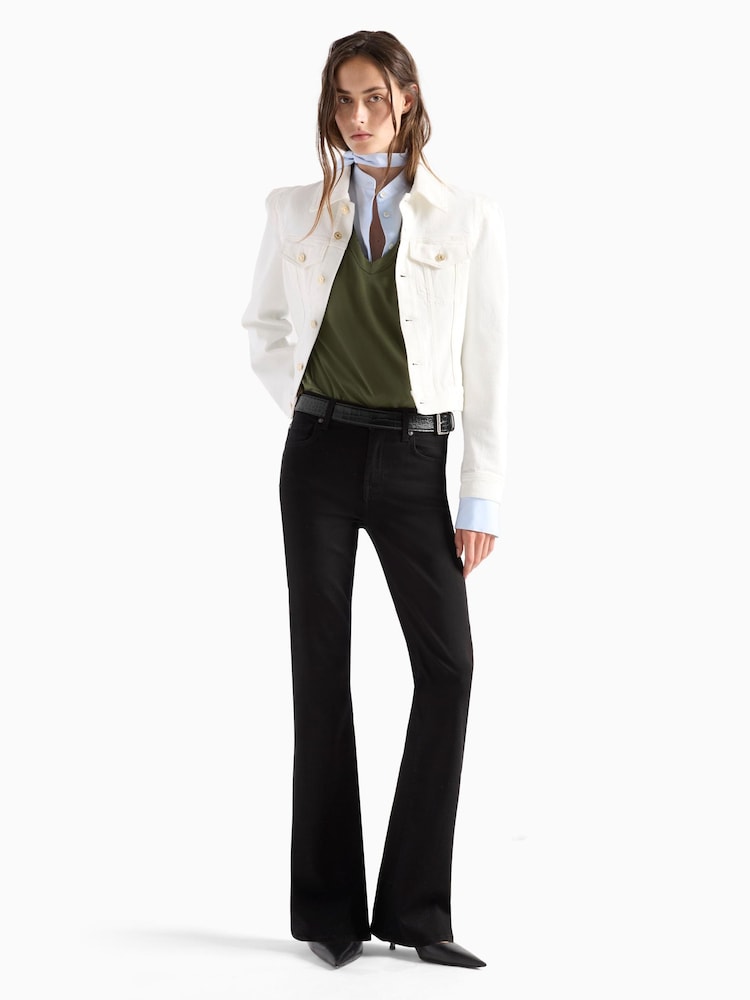 7 For All Mankind Black The Leggy Bootcut 33" Noir Jeans - Image 2 of 6