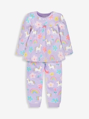 JoJo Maman Bébé Lilac Girls' Unicorn Glow-In-The-Dark  Pyjamas - Image 5 of 9