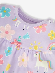 JoJo Maman Bébé Lilac Girls' Unicorn Glow-In-The-Dark  Pyjamas - Image 8 of 9