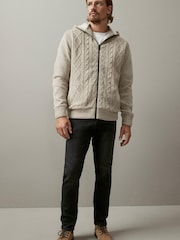 Neutral Regular Knitted Cable Zip Through Jacket - Image 2 of 9