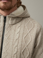 Neutral Regular Knitted Cable Zip Through Jacket - Image 4 of 9