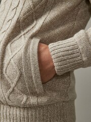 Neutral Regular Knitted Cable Zip Through Jacket - Image 5 of 9