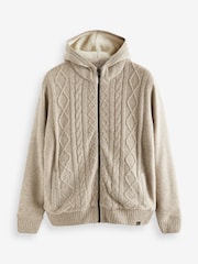 Neutral Regular Knitted Cable Zip Through Jacket - Image 7 of 9