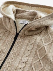 Neutral Regular Knitted Cable Zip Through Jacket - Image 8 of 9