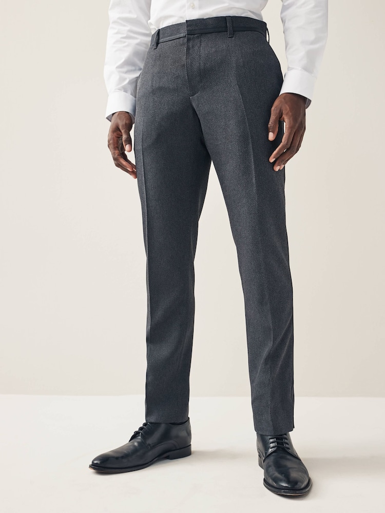 Grey Slim Tuxedo Trousers - Image 1 of 9