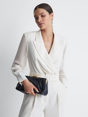 Reiss Ivory Flora Sheer Belted Double Breasted Jumpsuit - Image 3 of 6