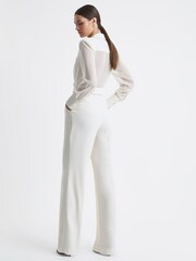 Reiss Ivory Flora Sheer Belted Double Breasted Jumpsuit - Image 6 of 6