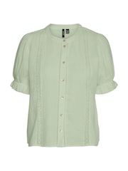 VERO MODA Green Button Through Lace Trim Short Sleeve Top - Image 5 of 5