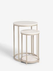 White Bronx Oak Effect Round Set of 2 Nest of Tables - Image 5 of 7