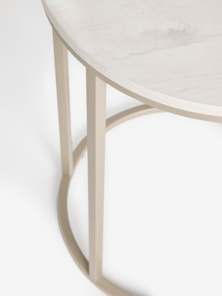 White Bronx Oak Effect Round Set of 2 Nest of Tables - Image 7 of 7