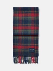 Joules Tytherton Red/Navy Check Wool Scarf - Image 4 of 5