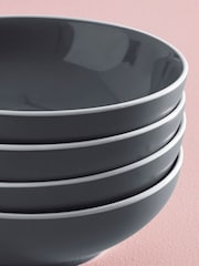 Charcoal Grey Warwick Set of 4 Pasta Bowls - Image 2 of 3