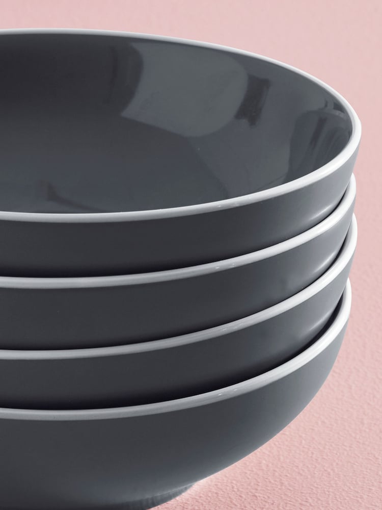 Charcoal Grey Warwick Set of 4 Pasta Bowls - Image 2 of 3