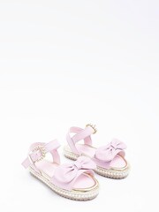 River Island Girls Pink Bow Pearl Espadrille - Image 2 of 5