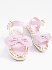 River Island Girls Pink Bow Pearl Espadrille - Image 4 of 5