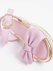 River Island Girls Pink Bow Pearl Espadrille - Image 5 of 5