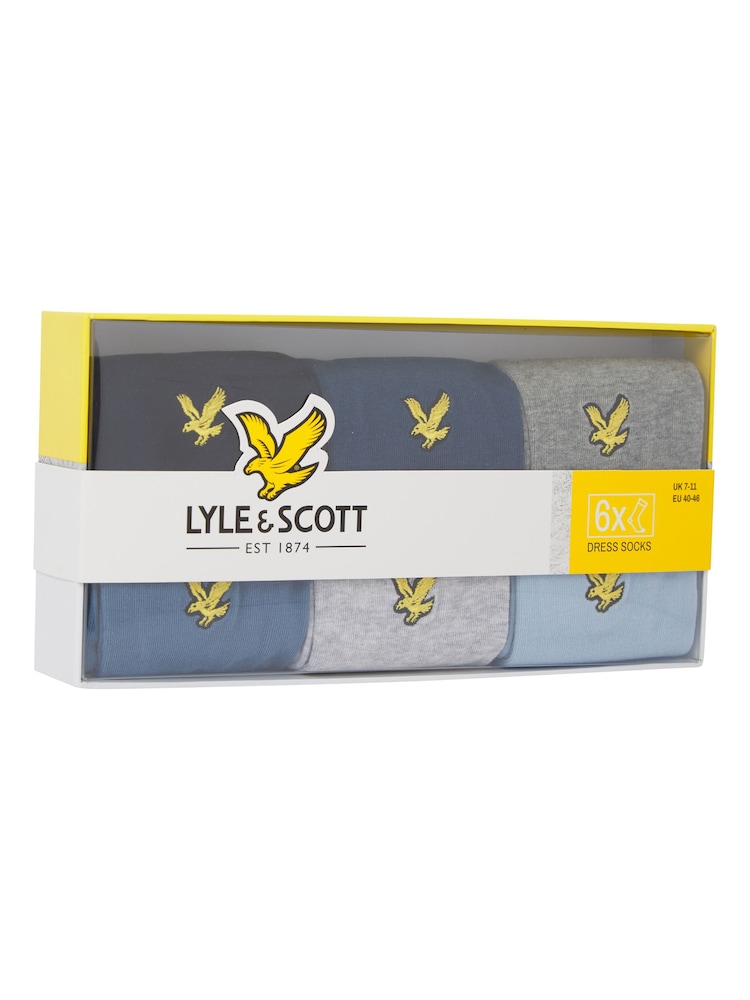 Lyle & Scott Blue Victor Socks Gift Box 6 Pack - Image 6 of 6