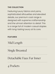 Neutral Mid-Length Coat with Detachable Faux Fur Collar - Image 3 of 12