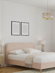 Pink Rose Plush Chenille Matson Upholstered Bed Frame - Image 1 of 10