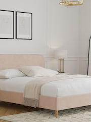 Pink Rose Plush Chenille Matson Upholstered Bed Frame - Image 2 of 10