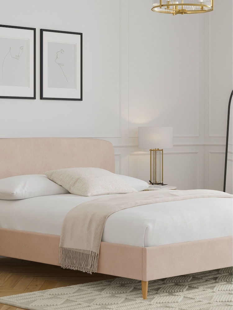 Pink Rose Plush Chenille Matson Upholstered Bed Frame - Image 2 of 10