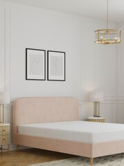 Pink Rose Plush Chenille Matson Upholstered Bed Frame - Image 4 of 10