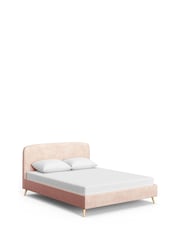 Pink Rose Plush Chenille Matson Upholstered Bed Frame - Image 7 of 10