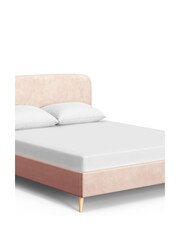 Pink Rose Plush Chenille Matson Upholstered Bed Frame - Image 8 of 10