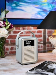 VQ Grey Light Grey Retro Mini DAB Radio - Image 1 of 6