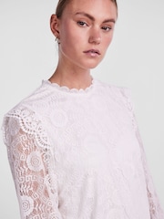 PIECES White Long Sleeve Lace Frill Blouse - Image 4 of 5