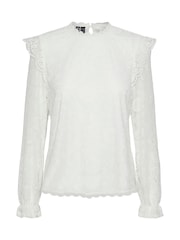 PIECES White Long Sleeve Lace Frill Blouse - Image 5 of 5