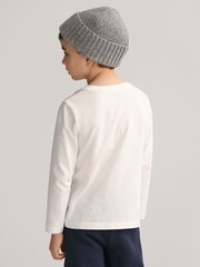 GANT White 100% Cotton Shield Logo Long Sleeve T-Shirt - Image 2 of 6