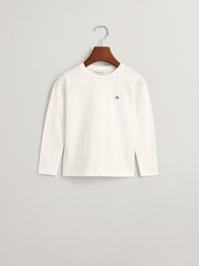 GANT White 100% Cotton Shield Logo Long Sleeve T-Shirt - Image 5 of 6