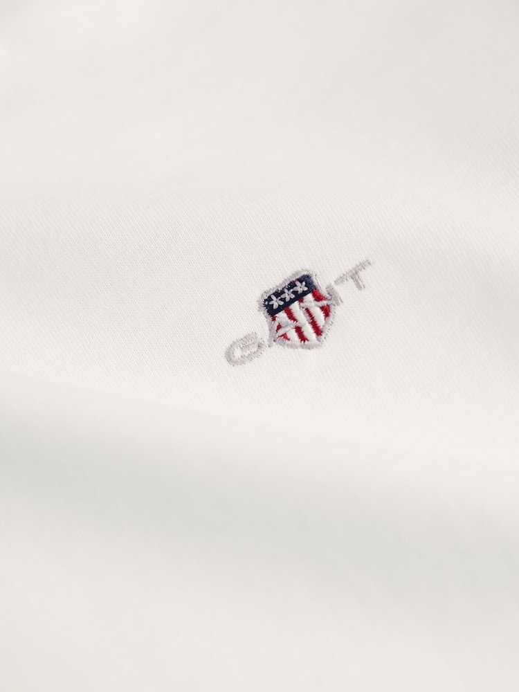 GANT White 100% Cotton Shield Logo Long Sleeve T-Shirt - Image 6 of 6
