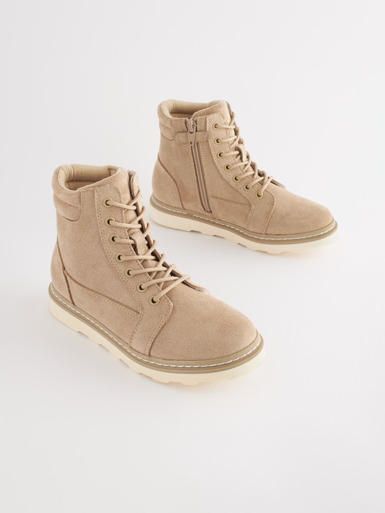 Stone Natural Lace-Up Utility Boots - Image 1 of 5